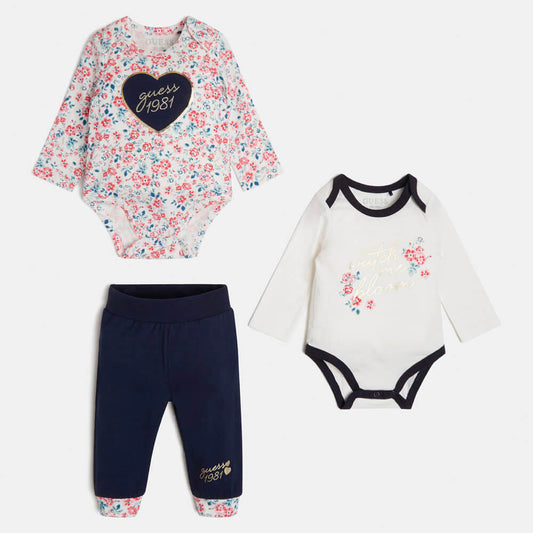 Guess Baby Girls Multi-colour 2 Babysuits and Joggers Combo Set