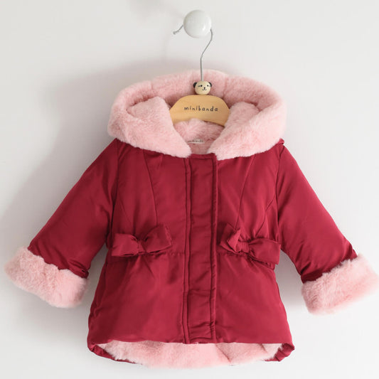 Minibanda Baby Girls Red Thermal Fabric Padded Jacket