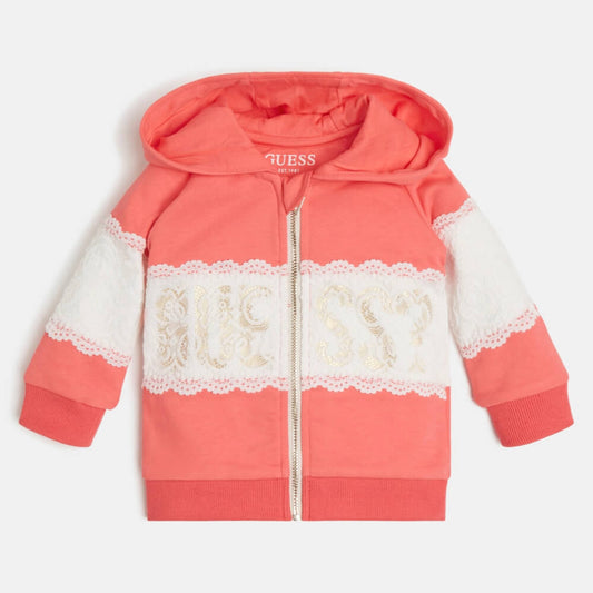 Guess Girls Red Active Hoodie With Zip