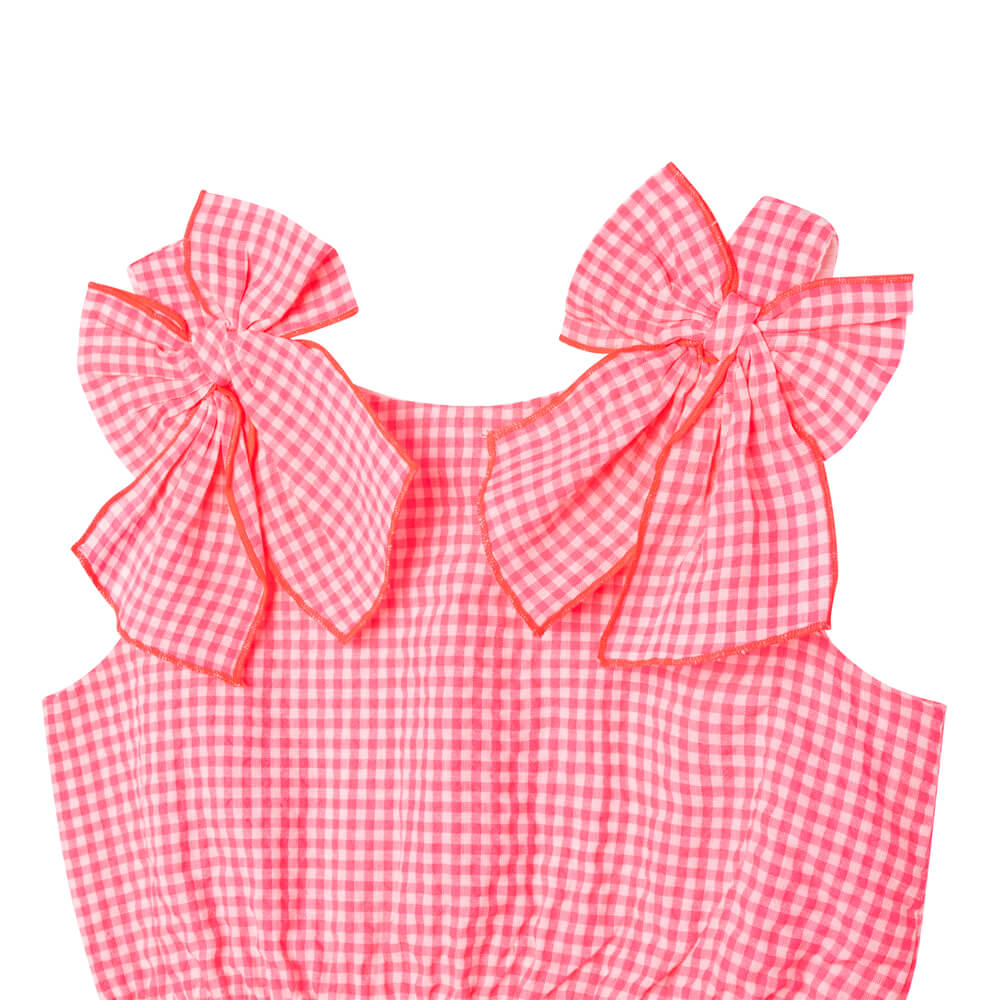 Billieblush Girls Neon Pink Dress With Bow
