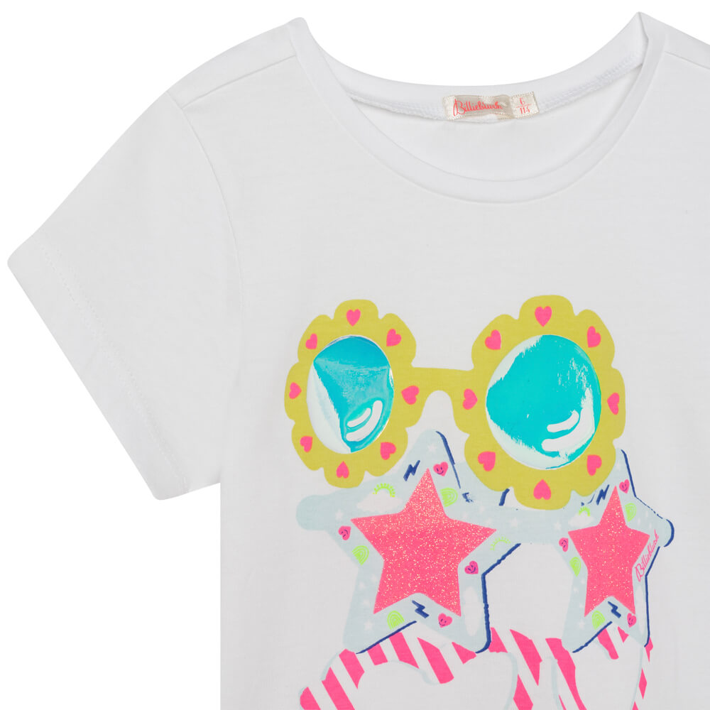 Billieblush Girls White T-Shirt With Heart And Star Design