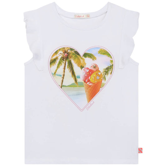 Billieblush Girls White T-Shirt With Summer Love Heart