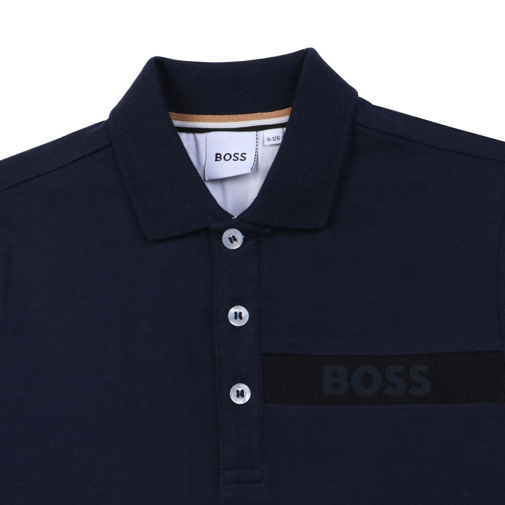 Boss Kidswear Boys Navy Blue Long Sleeve Polo