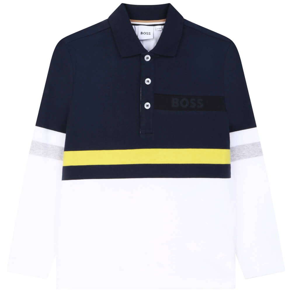 Boss Kidswear Boys Navy Blue Long Sleeve Polo