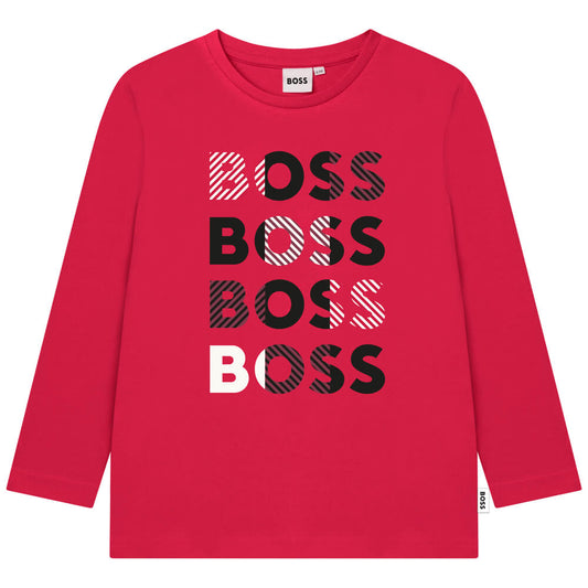 Boss Kidswear Boys Red Long Sleeves T-Shirt