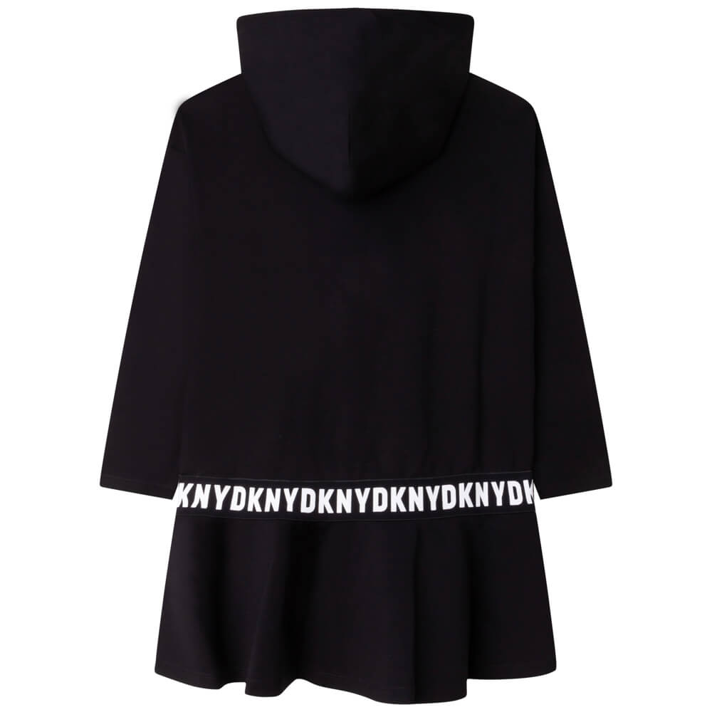 DKNY Kidswear, Girls Hooded Dress, Black