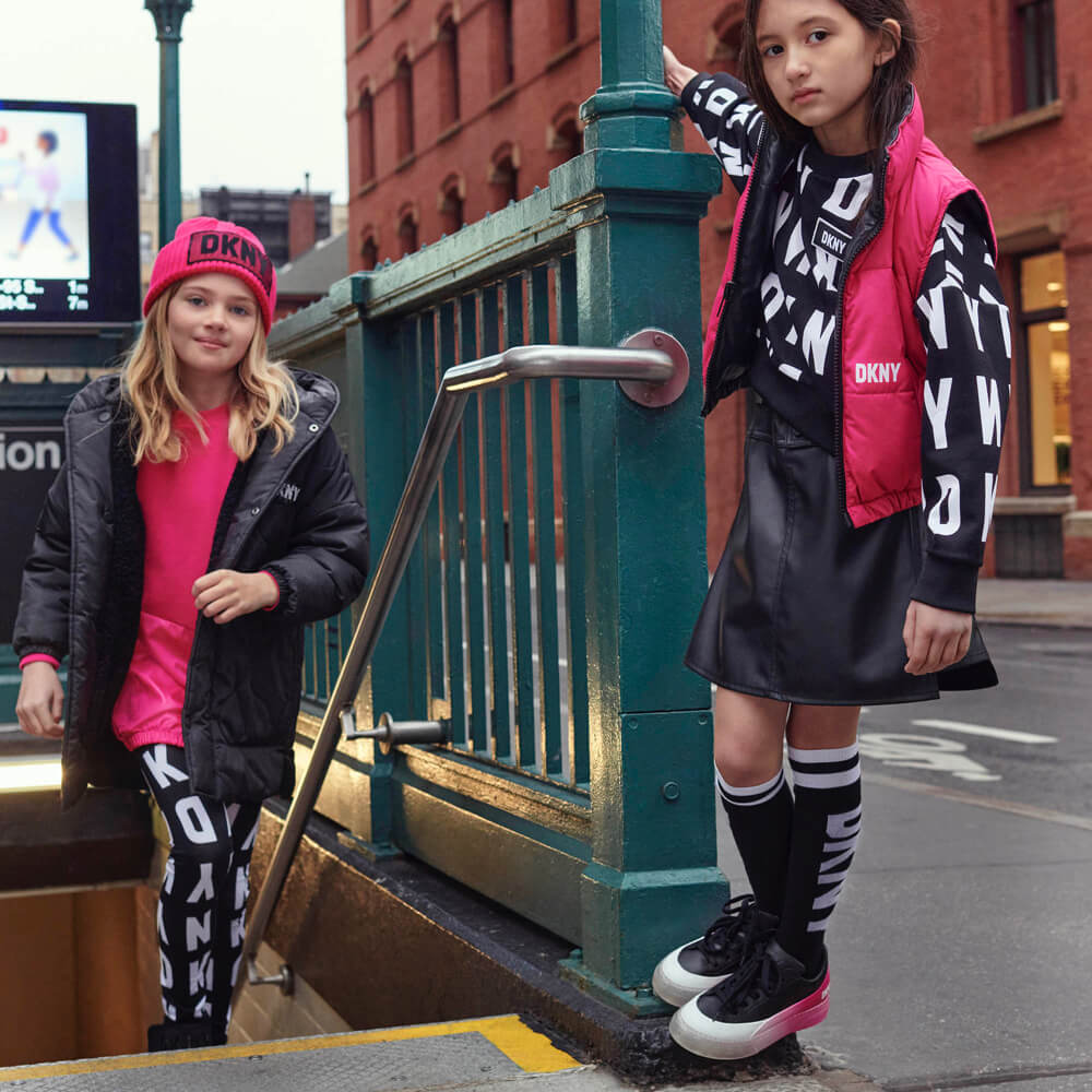 DKNY Kidswear, Girls Sweatshirt, Black & White