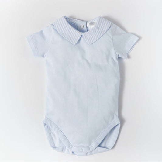 Deolinda Baby Boys Blue Short Sleeves Plain Babysuit