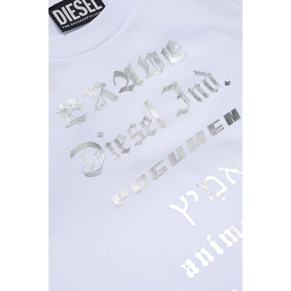 Diesel Boys White Courage Over T-Shirt Bold Message Writing