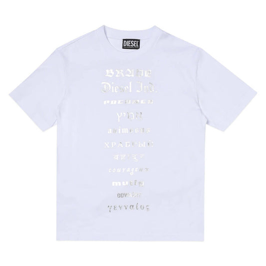 Diesel Boys White Courage Over T-Shirt Bold Message Writing