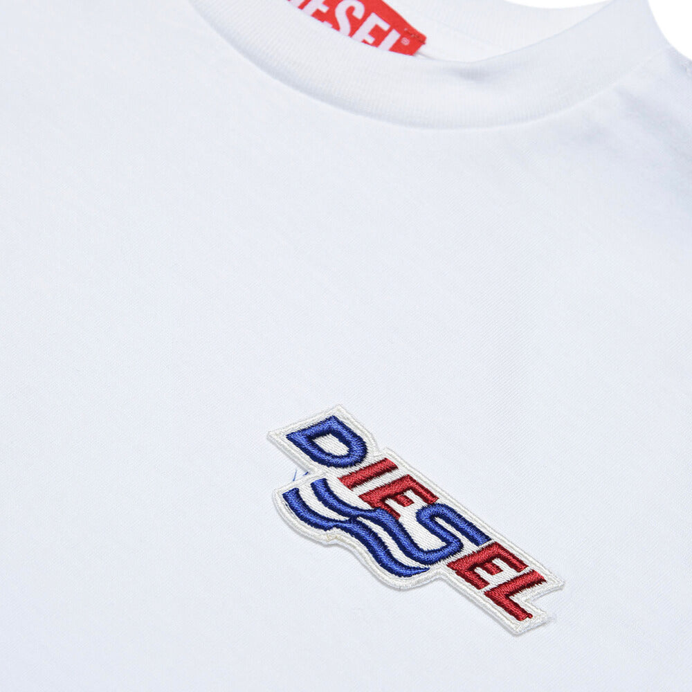 Diesel Boys White Plain T-Shirt With Logo