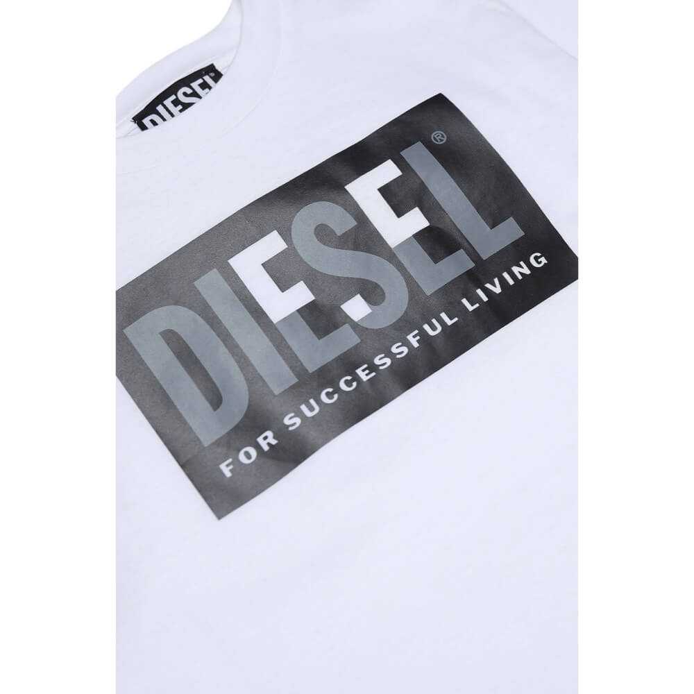 Diesel Boys White T-Shirt With Box Logo