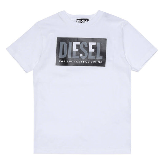 Diesel Boys White T-Shirt With Box Logo