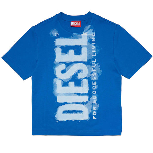 Diesel Boys Blue T-Shirt With Logo