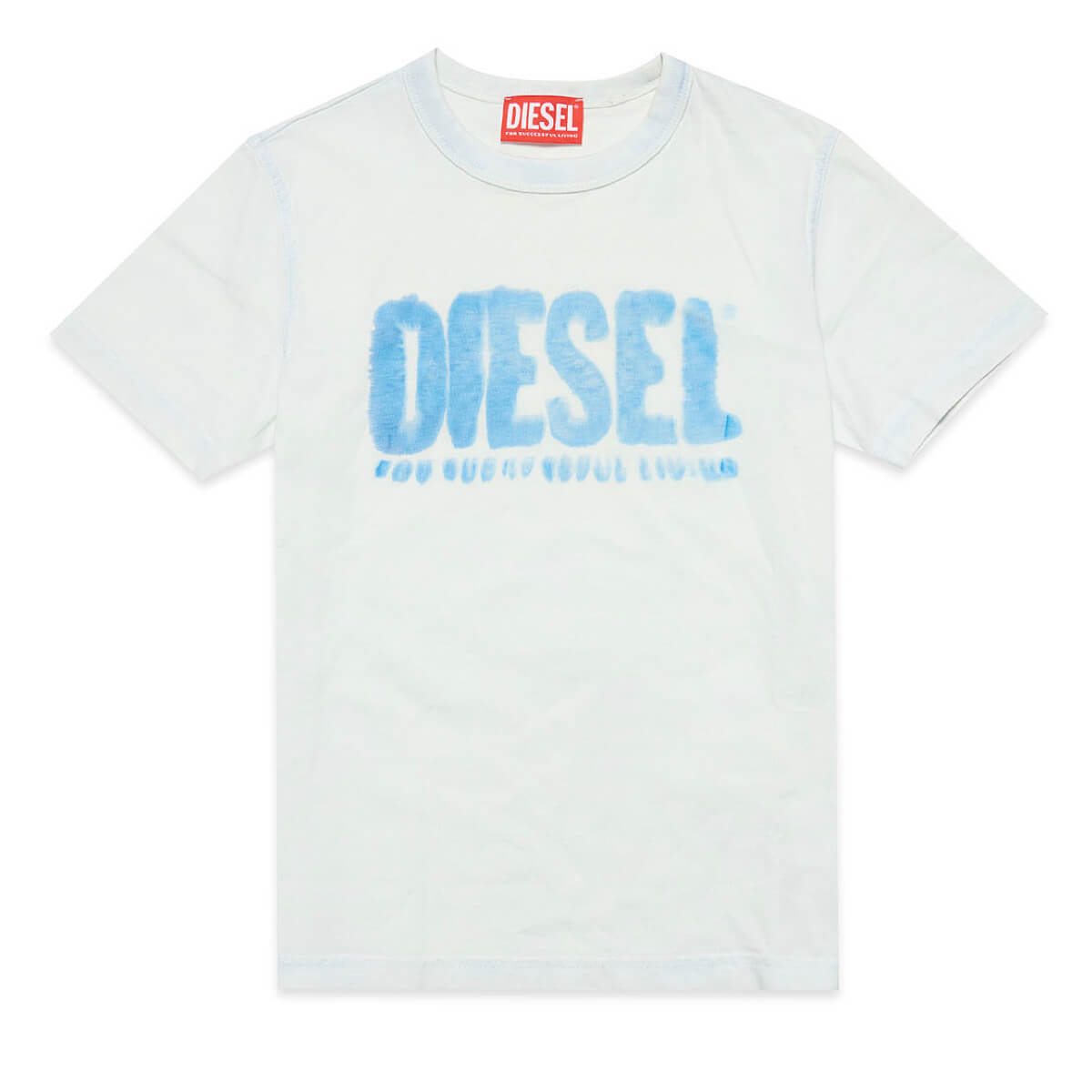 Diesel Boys White Cotton T-Shirt With Logo
