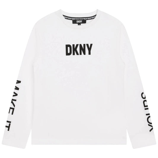 DKNY Kids, Unisex Long Sleeve T-Shirt, White