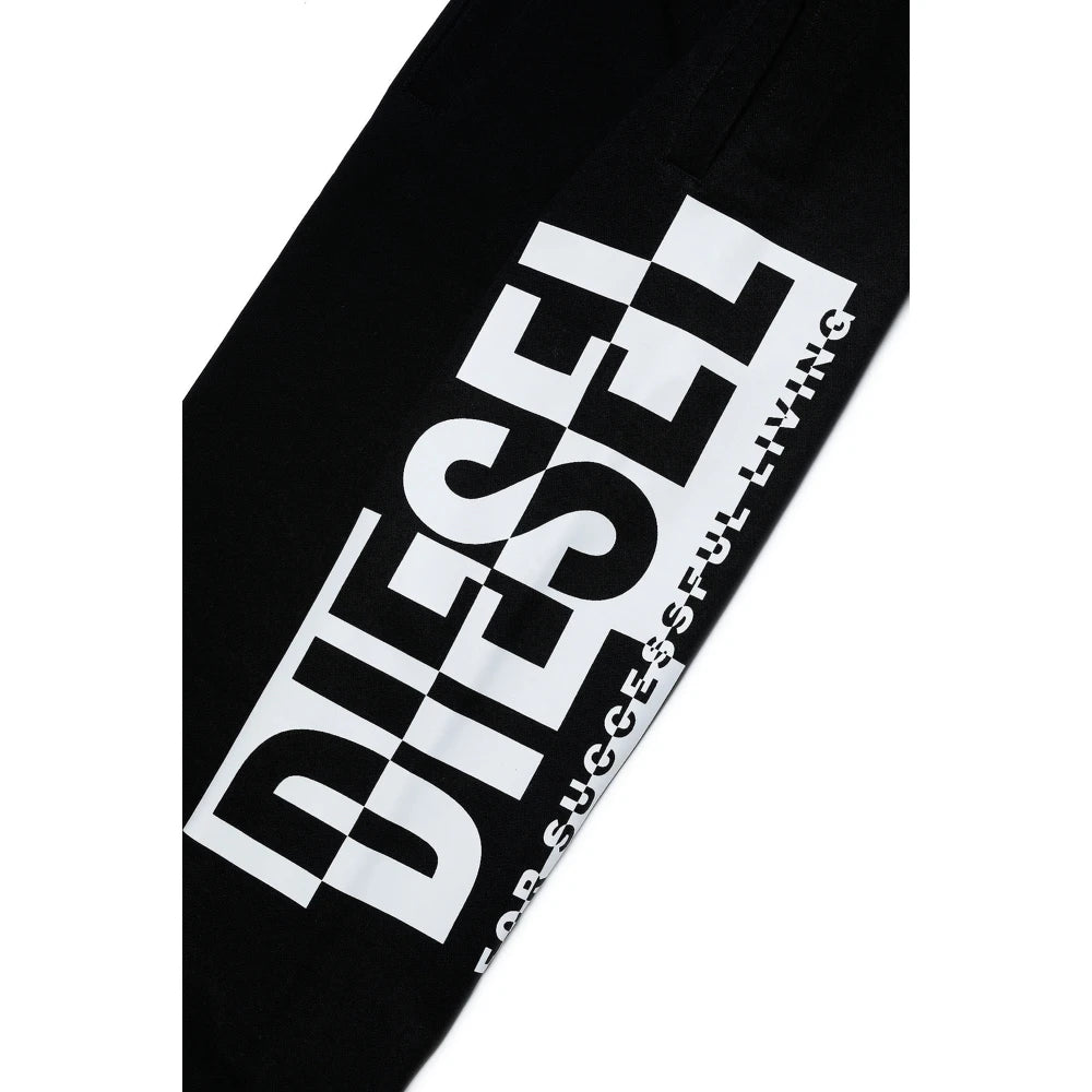 Diesel Boys Black Joggers With Large Side Logo