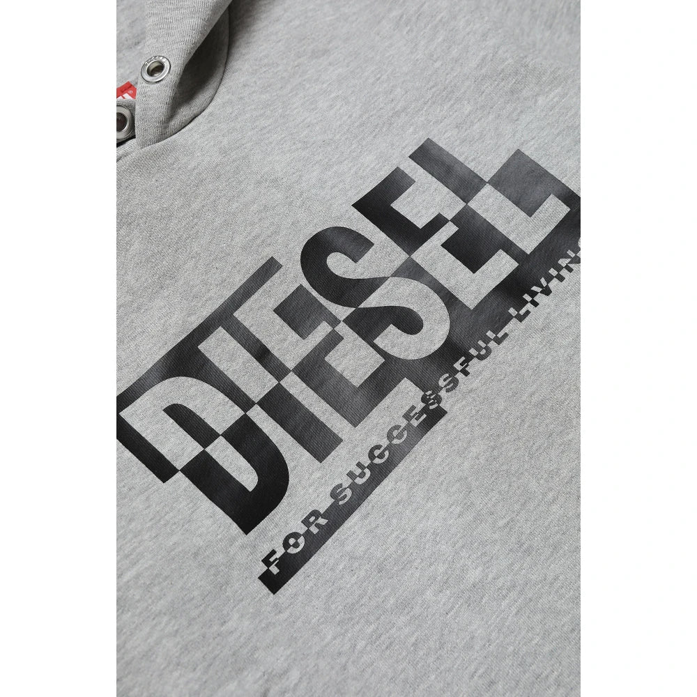 Diesel Boys Grey Hoodie Spen Over With Logo