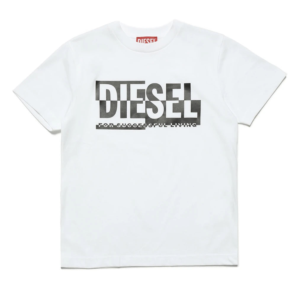 Diesel Boys White Trendy T-Shirt With Logo
