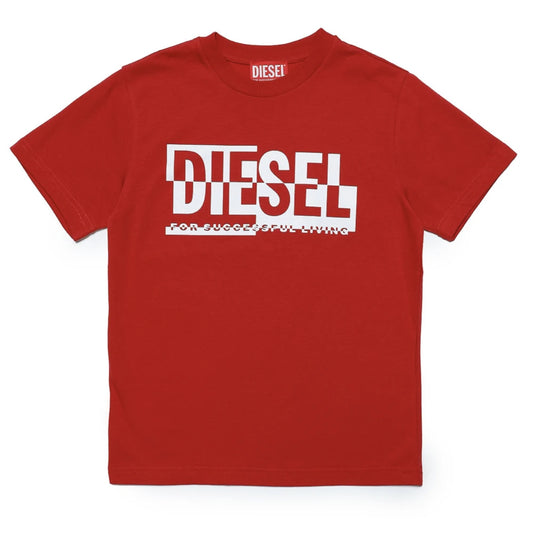 Diesel Boys Red T-Shirt With Logo