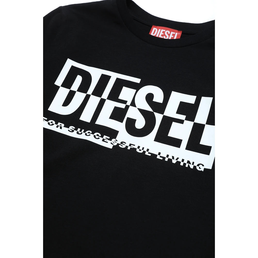 Diesel Boys Black Long Sleeved Top With Logo