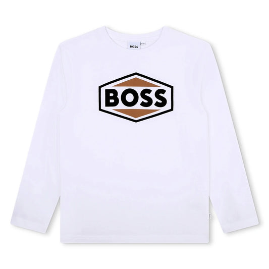 Boss Kidswear Boys White Long Sleeve T-Shirt