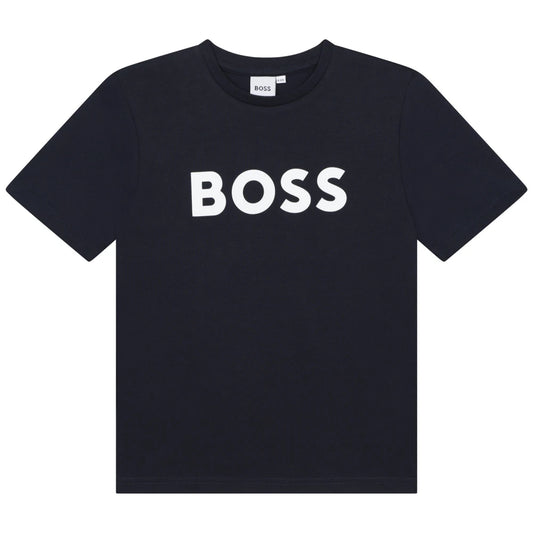 Boss Kidswear Boys Navy Blue Short Sleeves T-Shirt
