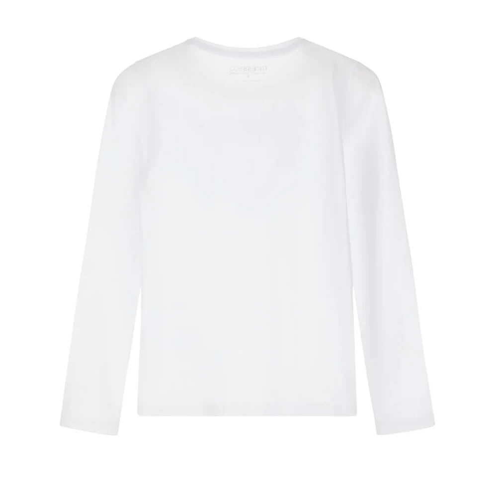 Guess Girls White Long Sleeved Top With Logo