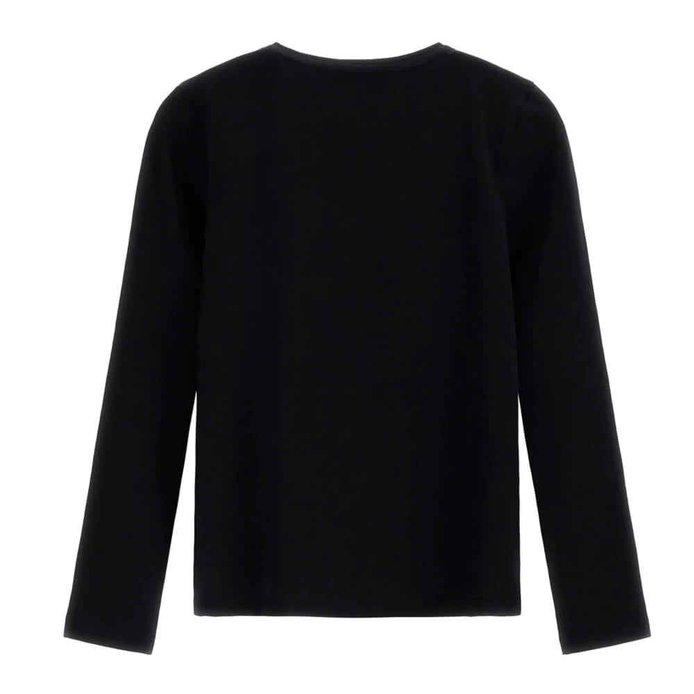 Guess Girls Black Long Sleeved Top With Logo