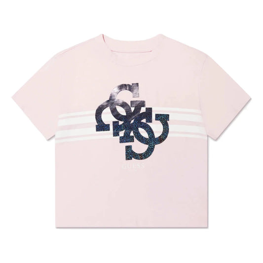 Guess Girls Pink T-Shirt With Abstract Design