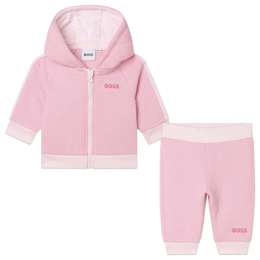 Boss Kidswear Baby Girls Orchid Pink T-Shirt & Joggers Set