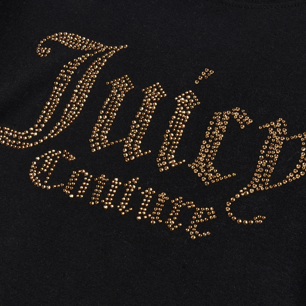 Juicy Couture Girls Black Luxe Diamante Boxy SS T-Shirt