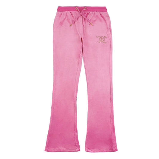 Juicy Couture Girls Pink Diamante Velour Bootcut Joggers