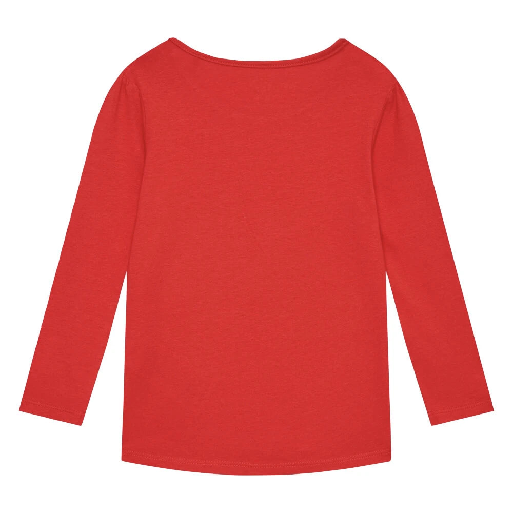 Guess Girls Red Long Sleeved Top With Logo