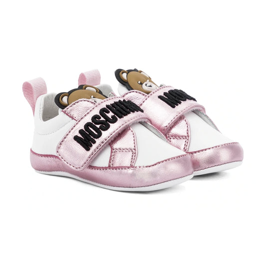 Moschino Baby Girls Multi Teddy Patch & Logo Strap Trainers