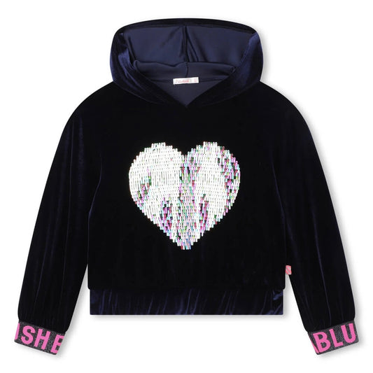 Billieblush Girls Navy Hooded Sweatshirt With Heart Design