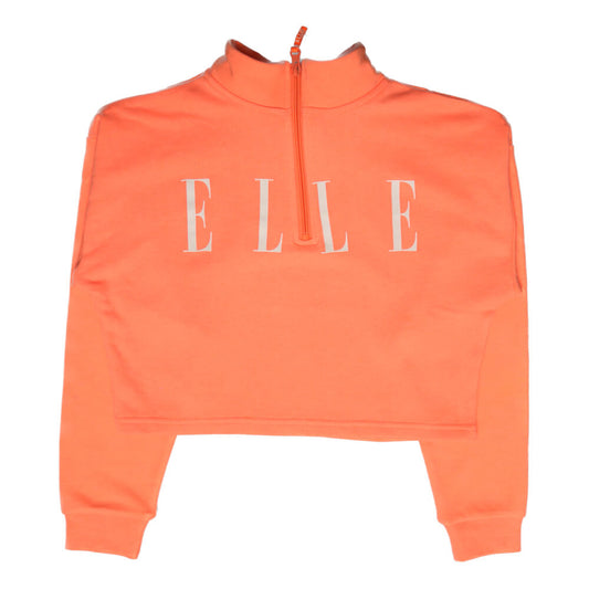 Elle Girls Summer Neon Orange Quarter Zip Sweater