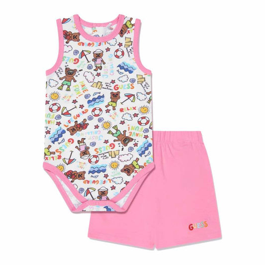 Guess Baby Girls Multi-colour Babysuit and Shorts Combo Set