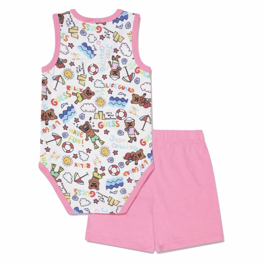 Guess Baby Girls Multi-colour Babysuit and Shorts Combo Set