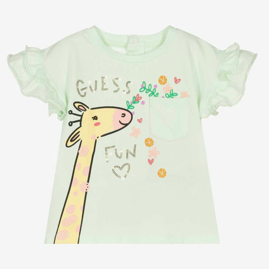Guess Baby Girls Green Giraffe T-Shirt