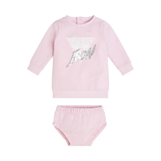 Guess Baby Girls Pink Logo Sweatshirt With Underwear Combo Set