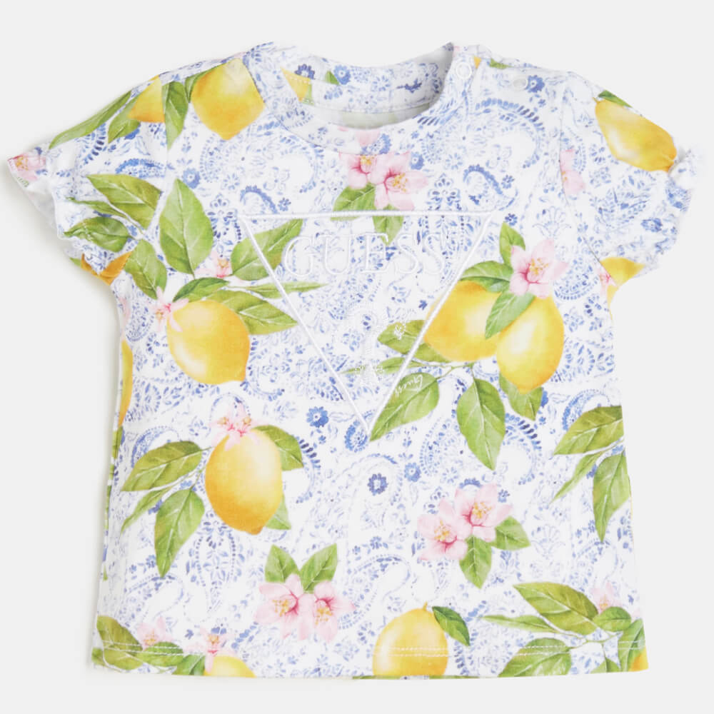 Guess Baby Girls Lemon Print T-Shirt And Shorts Combo Set