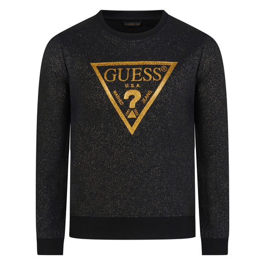 Guess Girls Black Cotton Jersey Sweatshirt