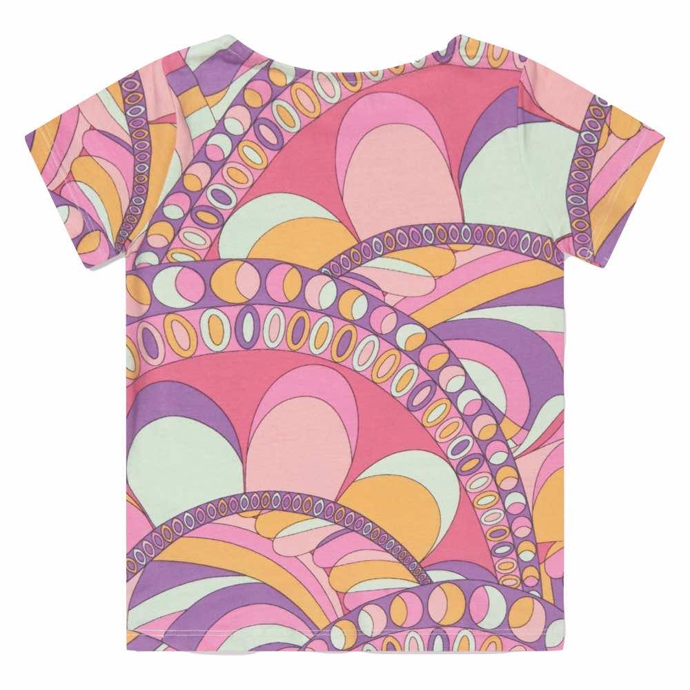 Guess Girls Orange & Multi-colour Abstract Patterned T-Shirt