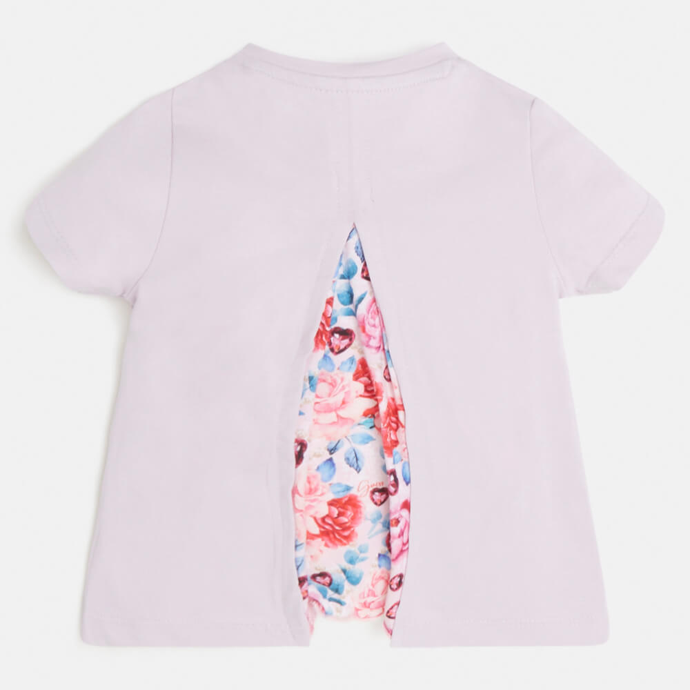 Guess Girls Purple Flower T-Shirt With Triangle Logo