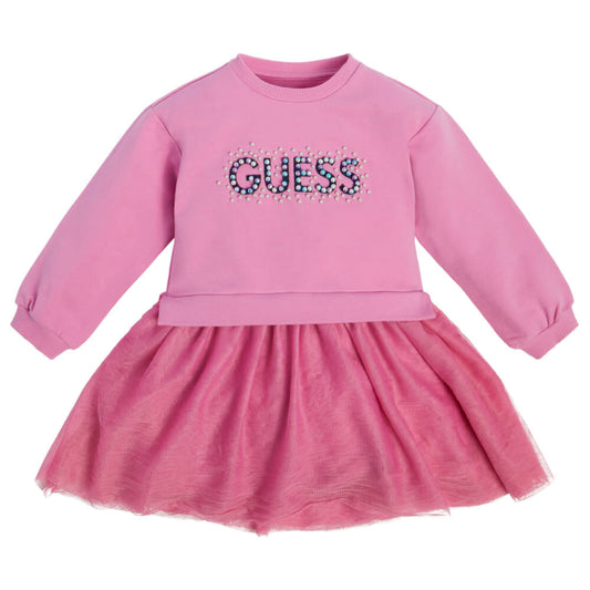 Guess Girls Pink Mixed Fabric Dress