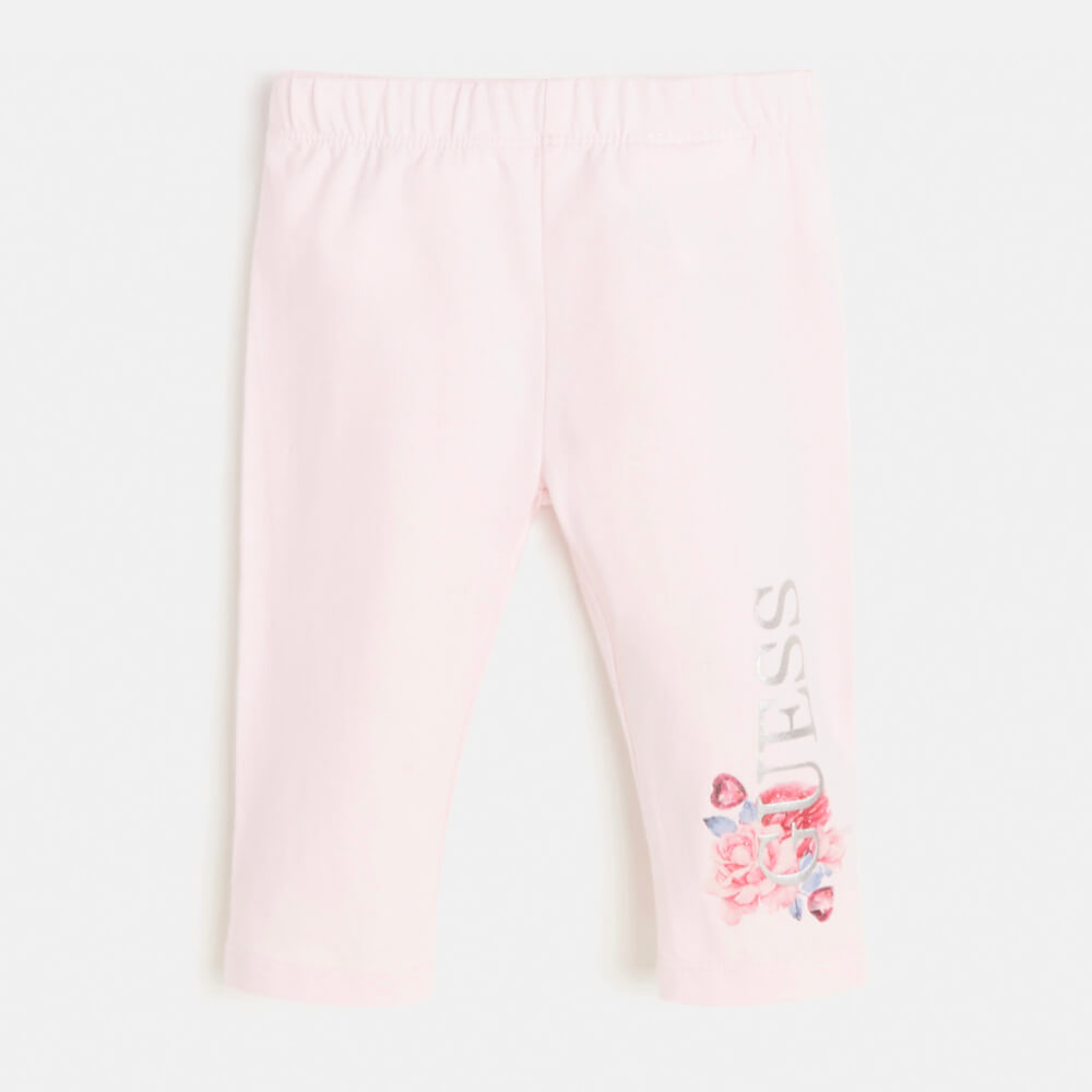 Guess Girls Flower Pink Print T-Shirt And Leggings Combo Set