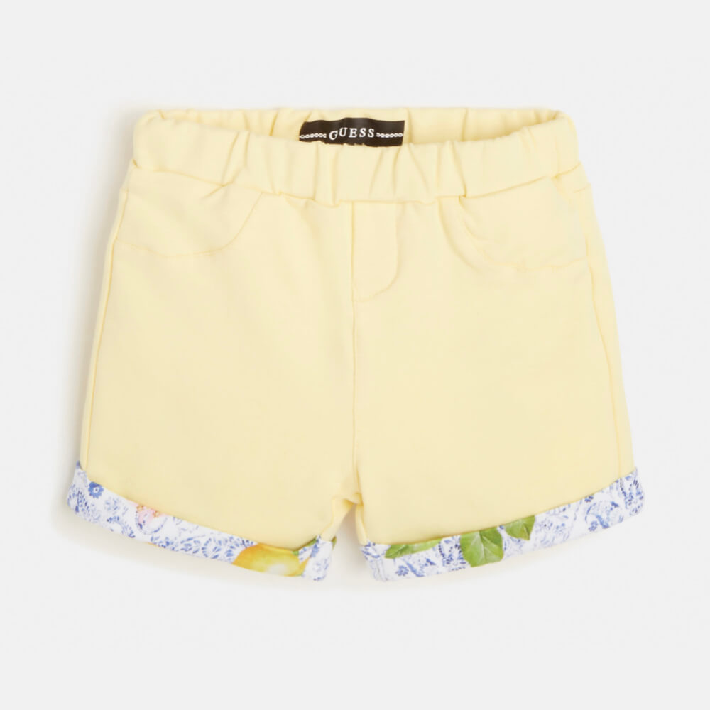 Guess Girls Lemon Print T-Shirt With Lemon Pattern And Shorts Combo Set