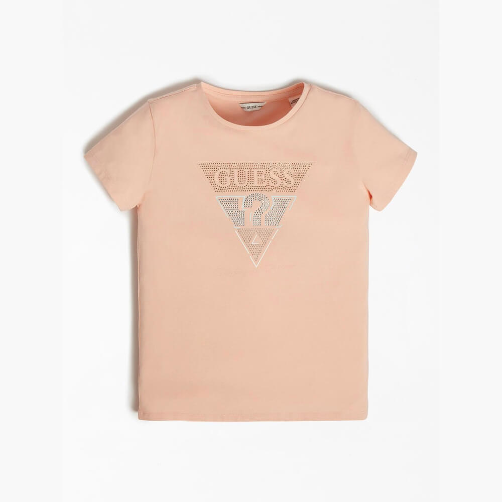 Guess Girls Orange T-Shirt With Logo Triangle