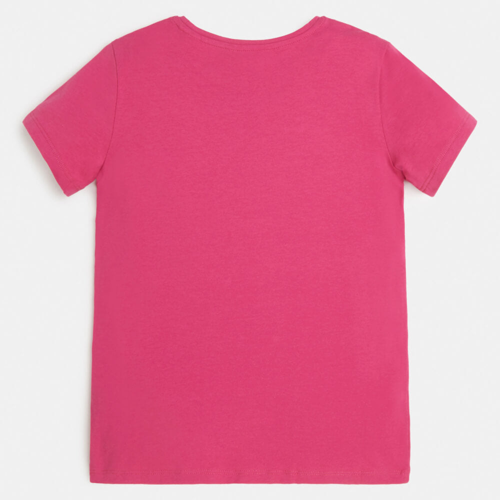Guess Girls Pink Cute T-Shirt With Logo Triangle